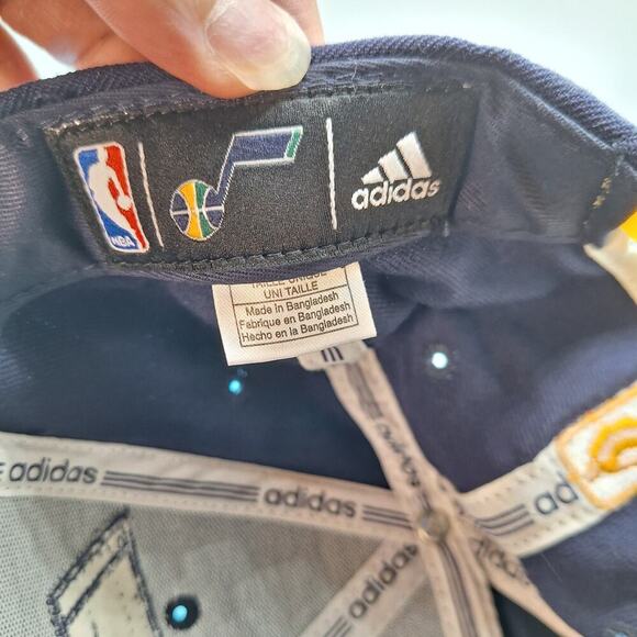 Adidas Utah Jazz Flat Brim Snapback Hat Blue Wool Cap NBA - Picture 7 of 8